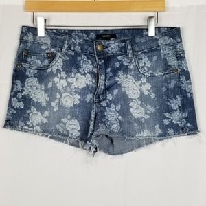 Forever 21 Denim Light Wash Floral Shorts Size 30